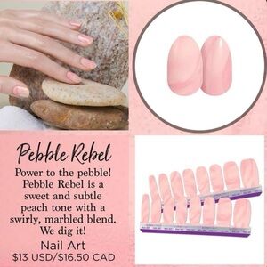 Color Street Pebble Rebel Nail Art - Peach Swirl